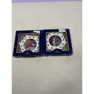 2 Pipka Snowflake Ceramic Ornaments 2011 Midnight Visitor/Santa